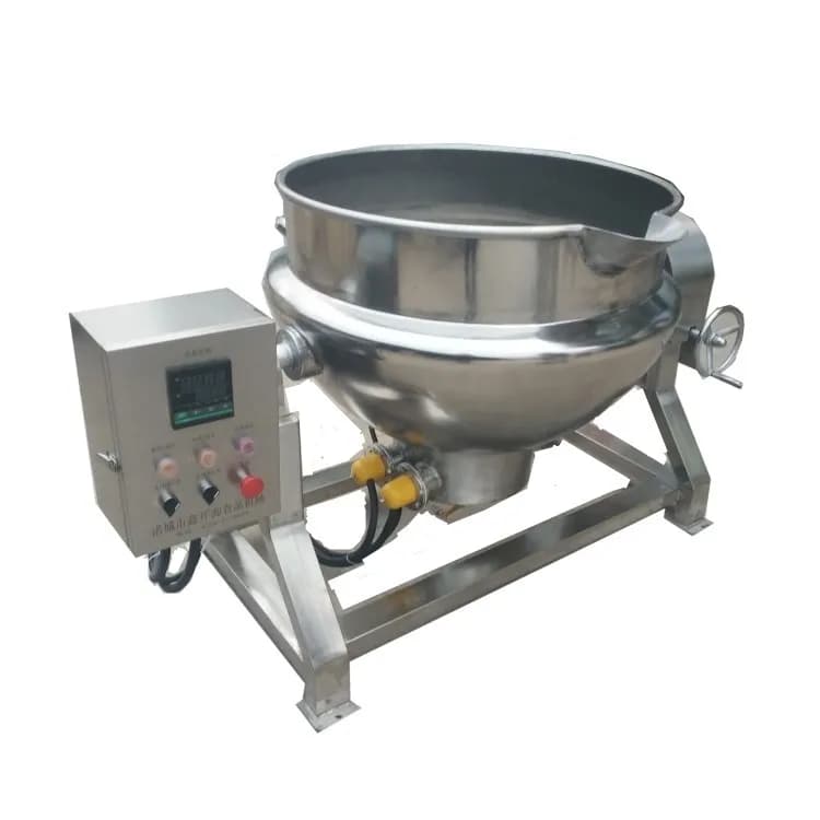 Food Cooker Steam/Gas/Electric Jacket Kettle With Agitator Mixer Double Jacketed Kettle Fruit Jam Cooking Equipment