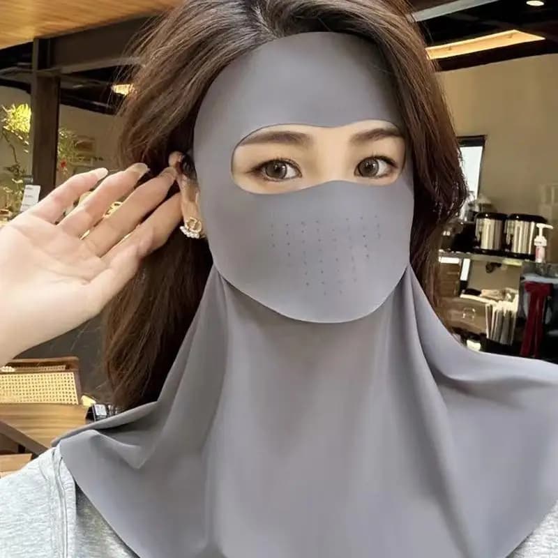 Nuova Maschera Protettiva Solare 2026 in Seta Ghiaccio, Protezione Completa Viso UPF50+ Anti-UV, Sciarpa Traspirante per il Collo, Maschera Parasole per Ciclismo