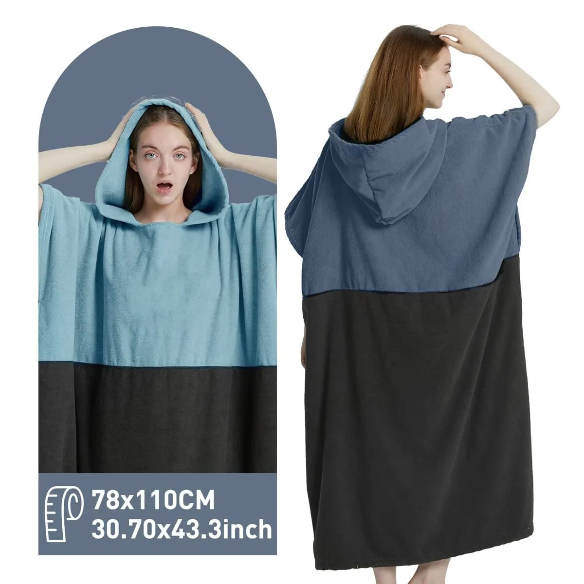 Poncho da surf Asciugamano Poncho Asciugamano ad asciugatura rapida Felpa con cappuccio Abito da spiaggia in microfibra Poncho fasciatoio Asciugamano da bagno Poncho da spiaggia per adulti
