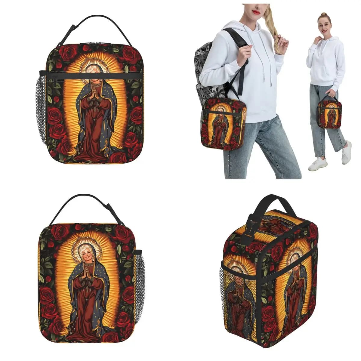 Saint D-Dollys Of Guadalupe Singer Borse per il pranzo isolate Borsa termica Contenitore per pasti Borsa grande per il pranzo Borse per alimenti Viaggi di lavoro
