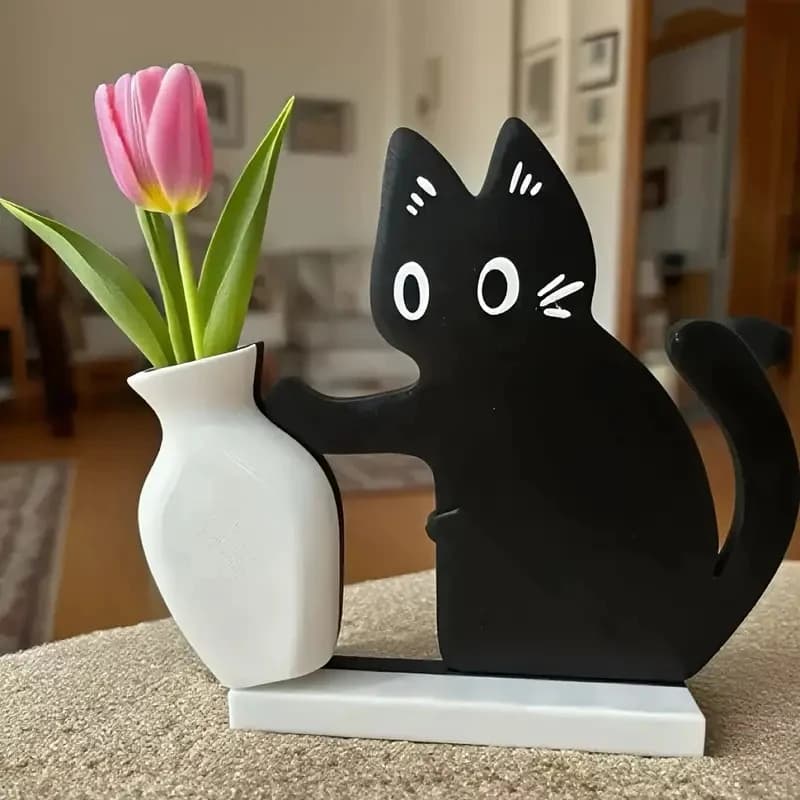 Scatola commemorativa per vaso per gatti neri - Ricordo con baffi con magnete da frigorifero, decorazione push-design per gli amanti dei gatti, regalo confortevole per la perdita di animali domestici