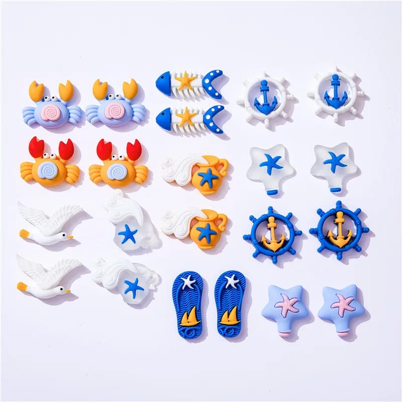 10pcs Marine Beach Style Crab Float Bottle Slipper Miniature Flatback Scrapbooking abbellimenti fai da te decorazione della casa