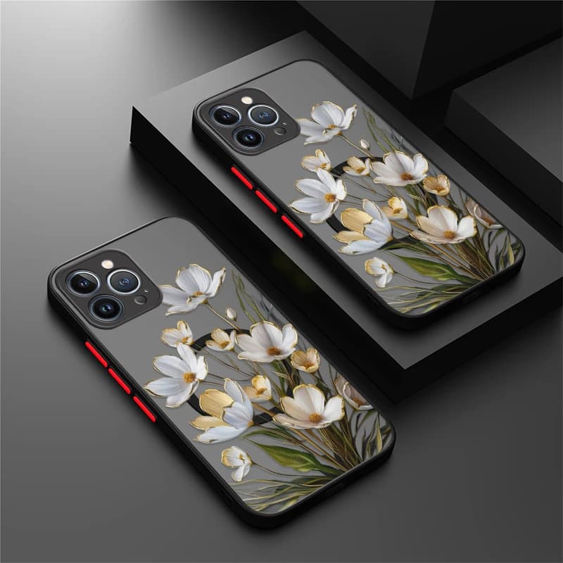 Phone Case for iPhone 14 7 8 Plus 13 Mini 12 Pro 11 15 16 17 Pro Max SE XR XS Magnetic Flower for Magsafe Wireless Charging Cover