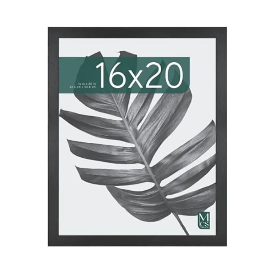 Studio Gallery 16x20 Poster Frame Black Woodgrain Engineered Wood, Vertical and Horizontal Wall Hanging Large Picture Frame for