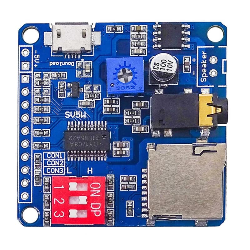 Scheda modulo di riproduzione vocale 2X Lettore musicale MP3 Lettore MP3 da 5 W Controllo seriale Scheda SD/TF DY-SV5W-Y47A
