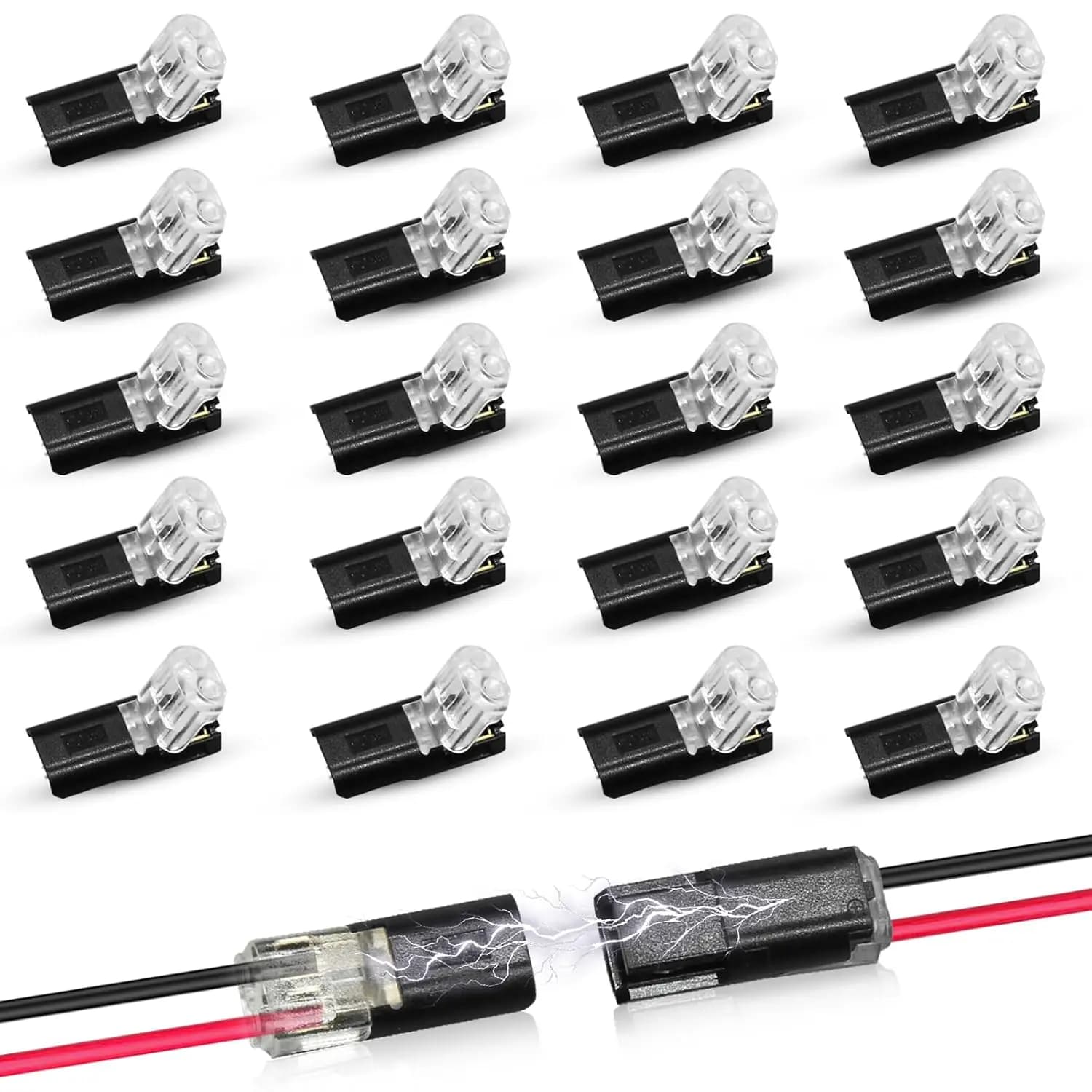 Connettori per Cavi, Connettore a Doppio Filo con Fibbia di Bloccaggio, Connettore per Cavi a Bassa Tensione, Connettori per Strisce LED a 2 Pin