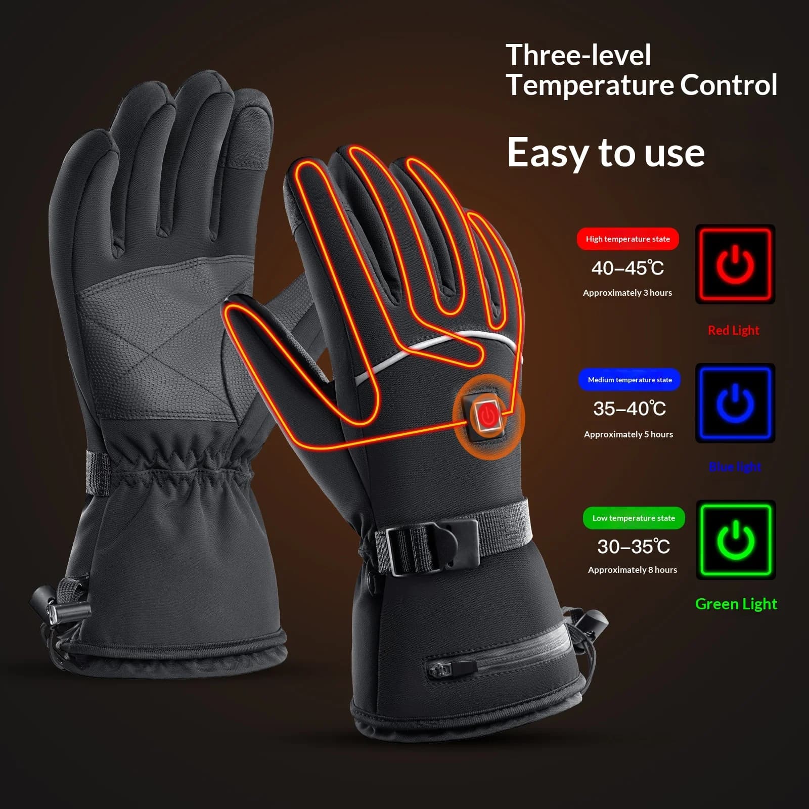 Electric Heated Motorcycle Gloves Rechargeable Waterproof Touch Screen Winter Thermal Hand Warmer Gloves for Ski Cycling Outdoor