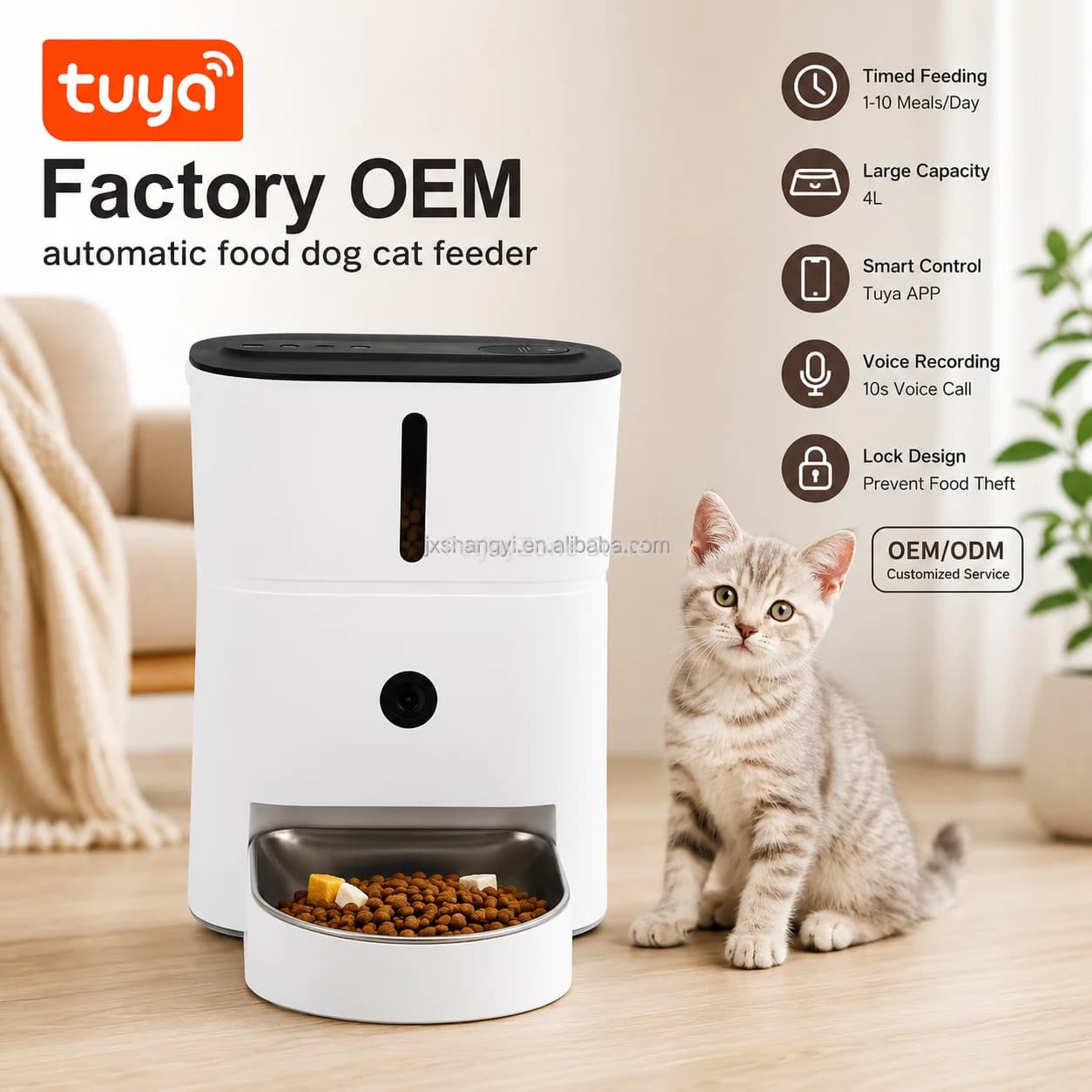 Wholesale 1080P Camera Smart Pet Feeder Tuya WiFi Remote Control Automatic Cat Food Dispenser With Stainless Steel Bowl