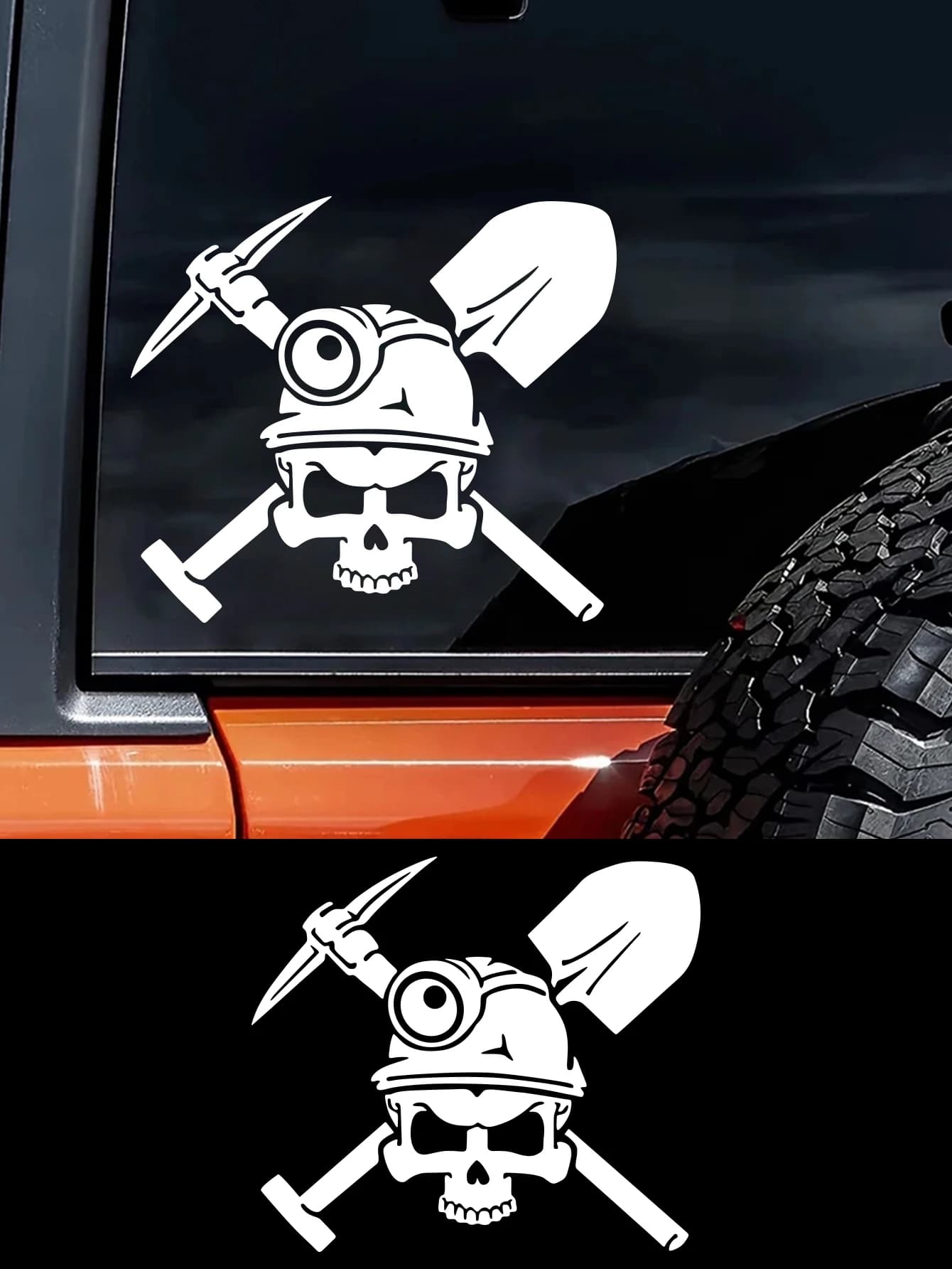 Adesivo per auto divertente di Halloween Minatore Teschio Vinile Attenzione Sicurezza Decorazione esterna automatica Decalcomania impermeabile Accessori per auto