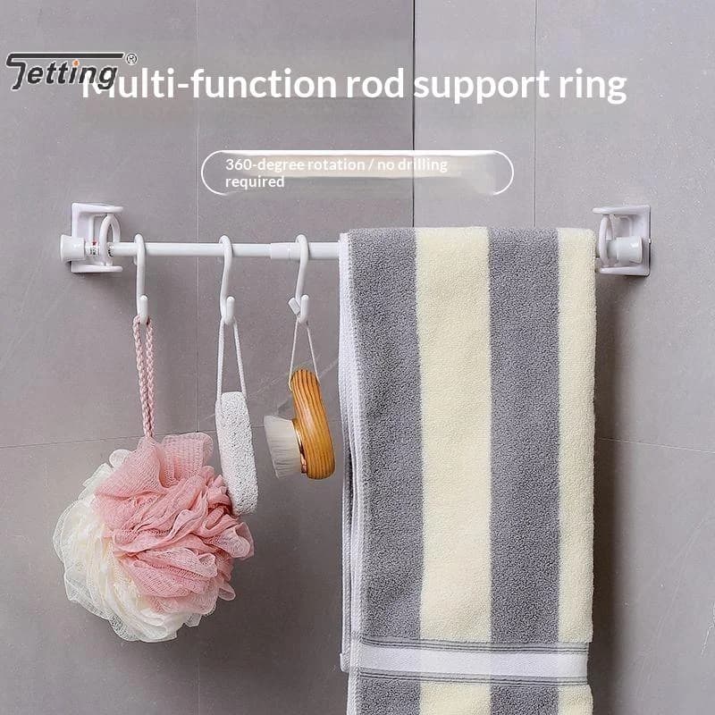 2 PCS Self Adhesive Curtain Rod Bracket 360 Degree Rotation Strong Adhesion For Bathroom Kitchen Bedroom Window