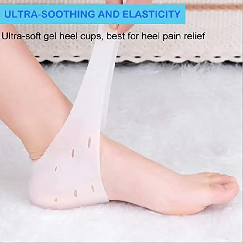 Protezione del tallone Cura del piede Solette Gel Coppe del tallone in silicone Speroni Fascite plantare screpolate Cuscinetti per tallone in gel Calzini per la cura dei piedi