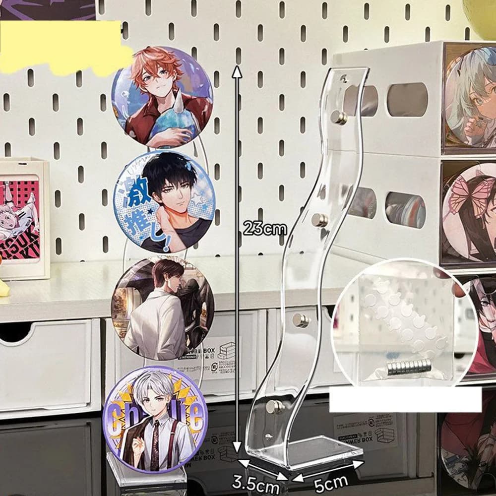 Transparent Magnetic Wave Acrylic Stand Creative Badge Photo Display Frame Minimalist Stylish Desktop Tabletop Decor Ornament