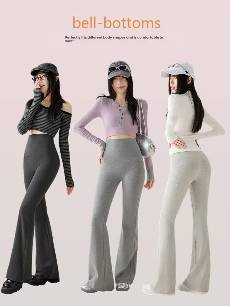 Nuovi leggings svasati a vita alta per donna Pantaloni da yoga con controllo della pancia Pantaloni bootcut elasticizzati senza cuciture anteriori Pantaloni lunghi casual