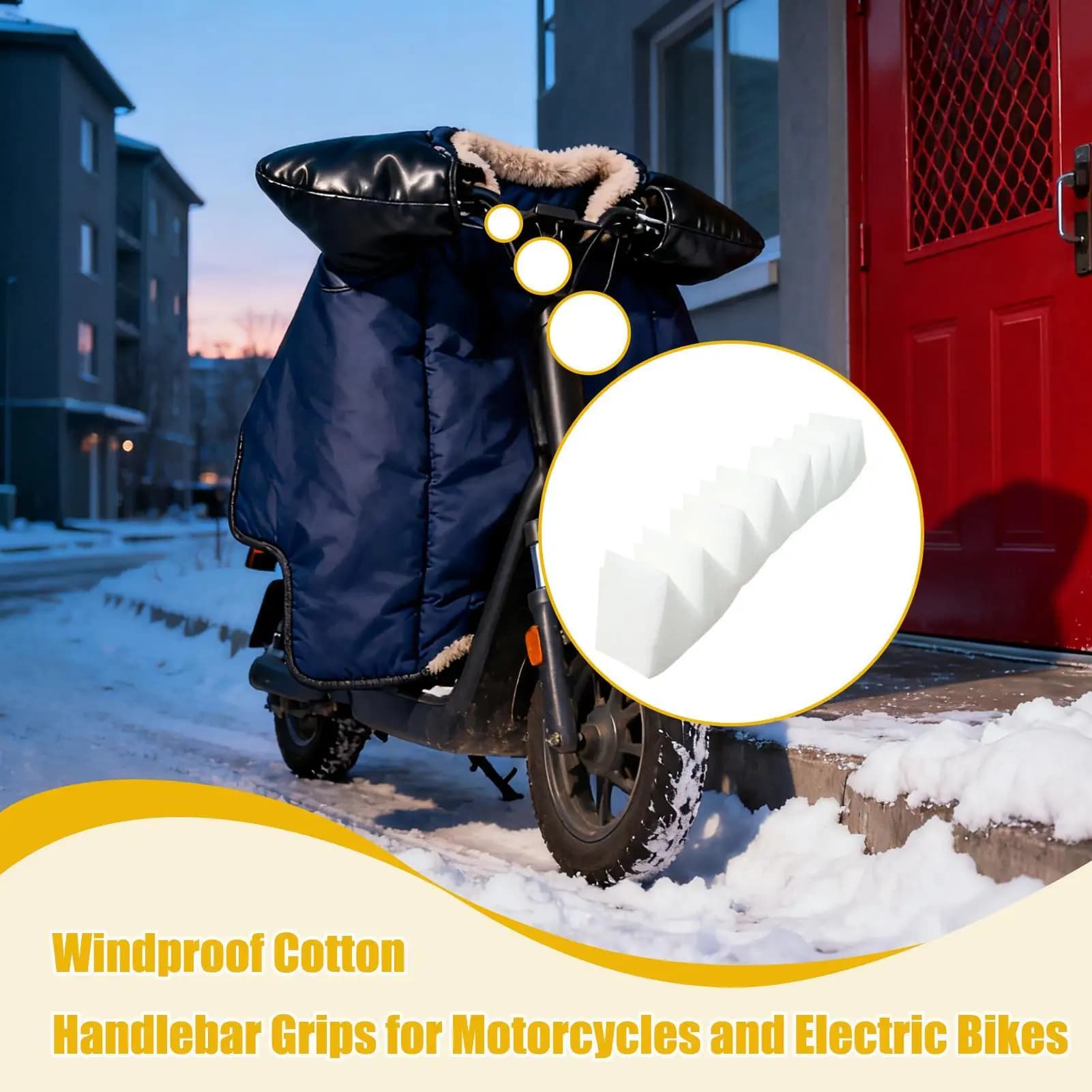 Manicotti per manubrio moto Impugnatura ergonomica in cotone antivento Avvolgimento a 360 gradi Guanti da moto caldi invernali per la guida all'aperto