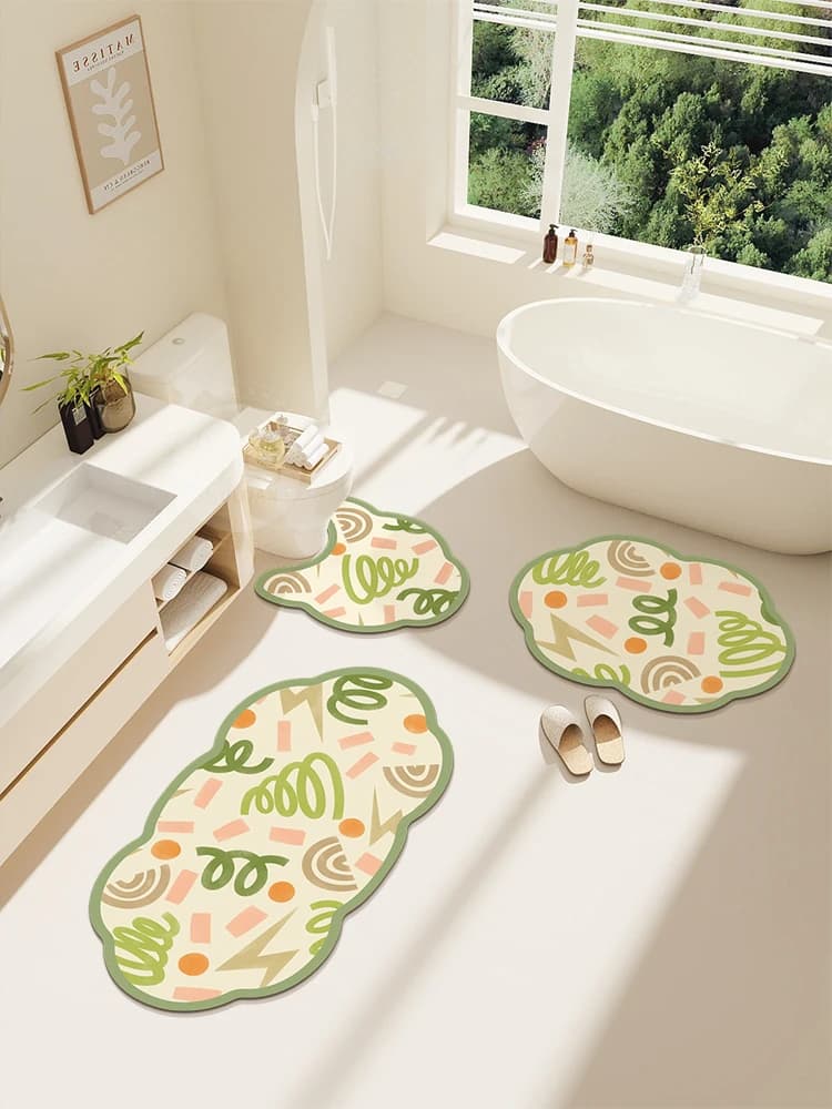VIKAMA 3 pezzi tappetino da bagno, tappetino assorbente per lavabo portatile per WC, tappeto antiscivolo per porta, decorazione domestica