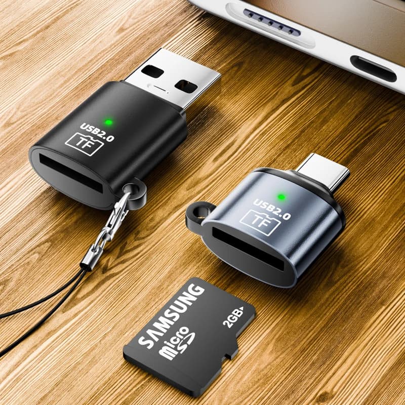 Lettore di schede di memoria Mini USB Type-C USB A a SD Micro SD TF per Samsung Huawei Xiaomi Telefono PC Tablet Laptop PAD in alluminio metallico C
