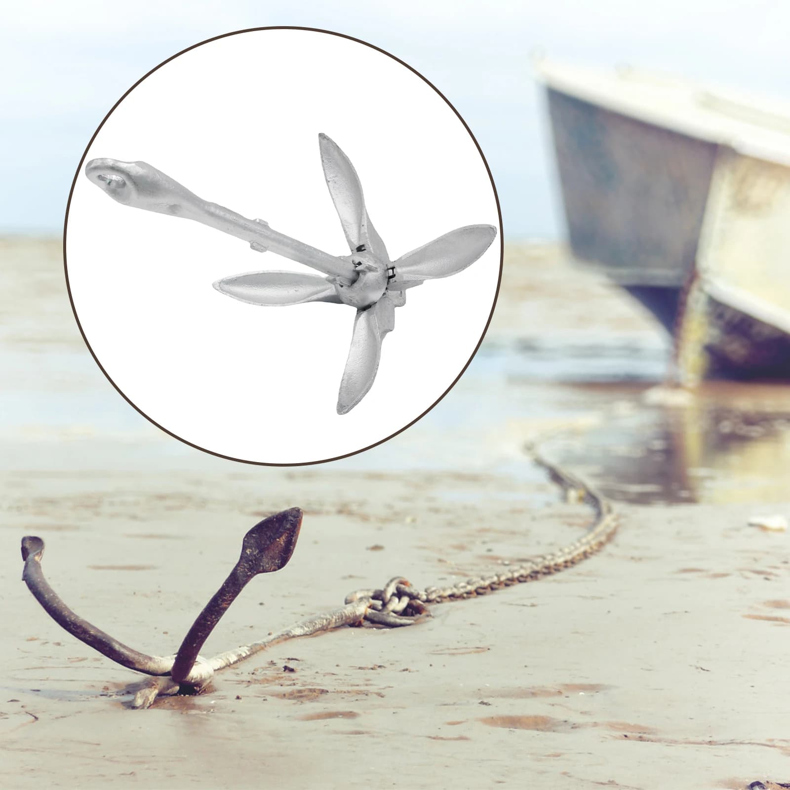 Grapnel Boat Anchor portatile per Paddle Boards Small Watercrafts Canoes pieghevole Grapnel Boat Anchor zincato robusto