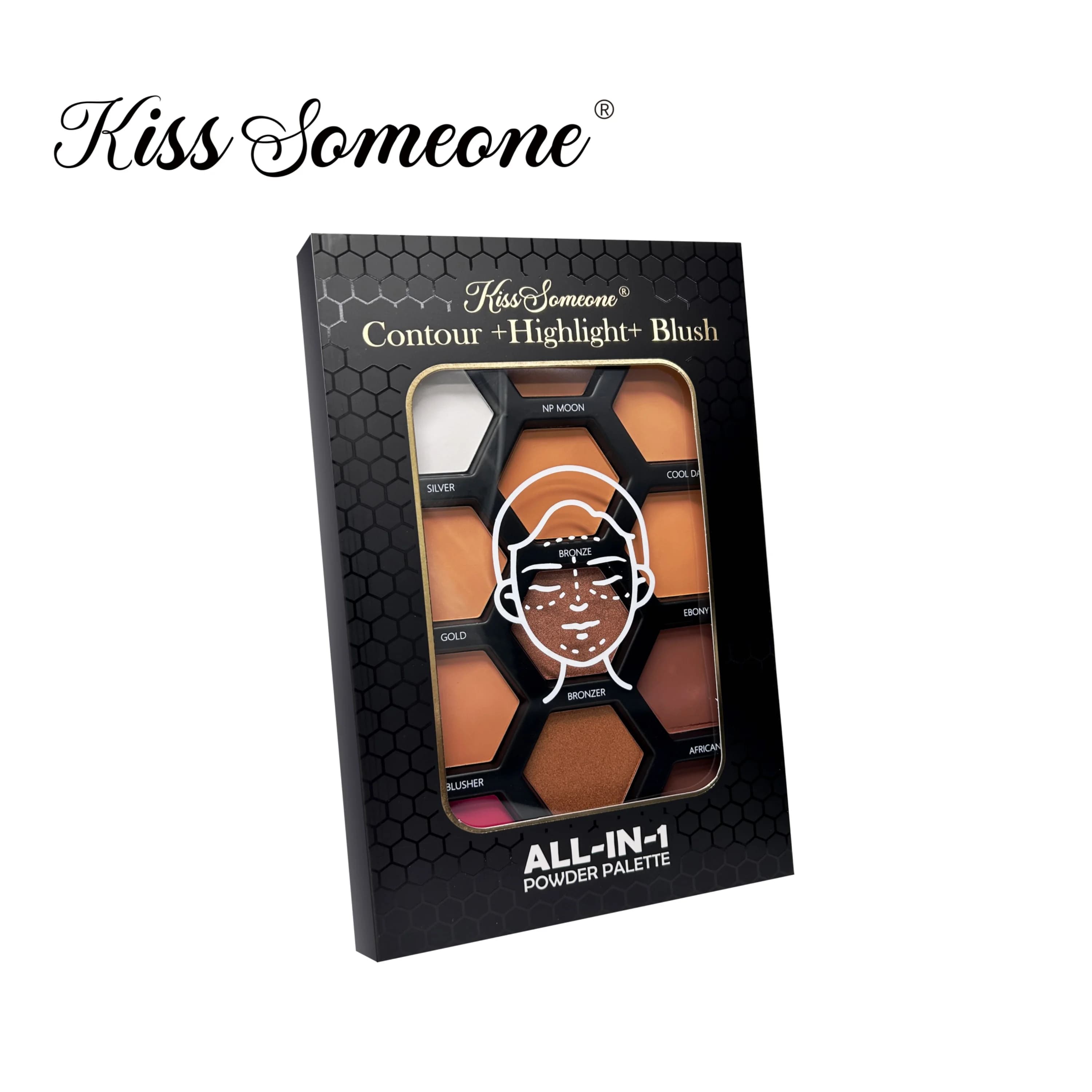 Tavolozza contorno 12 colori, polvere abbronzante evidenziatore fard Tavolozze trucco tutto in uno, tavolozza illuminatrice luccicante opaca miscelabile