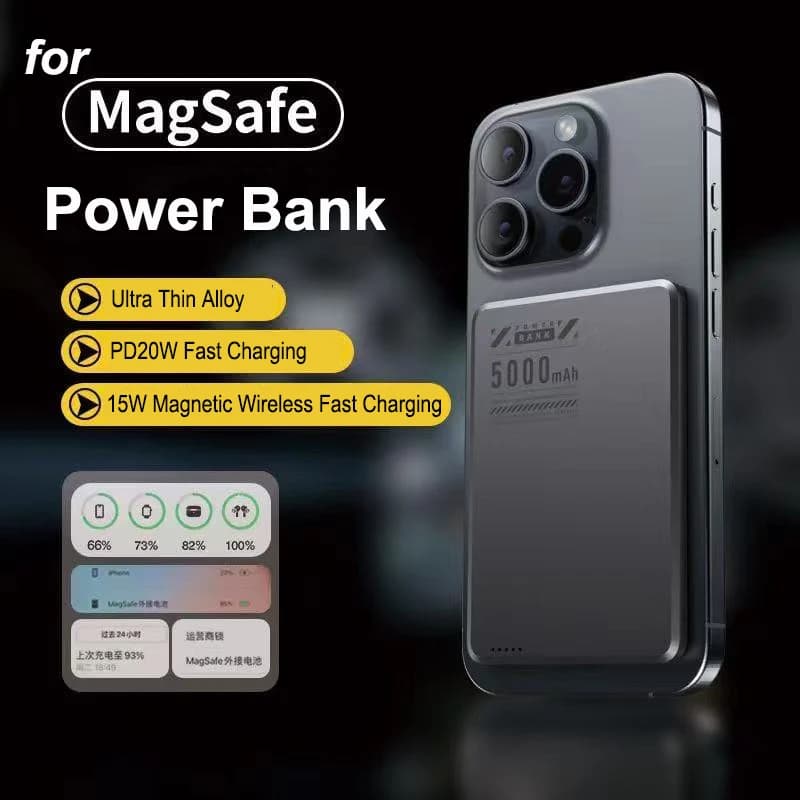 Batteria esterna portatile Powerbank wireless Qi2 ultra sottile magnetica per Magsafe per iPhone 16 Samsung Huawei Xiaomi