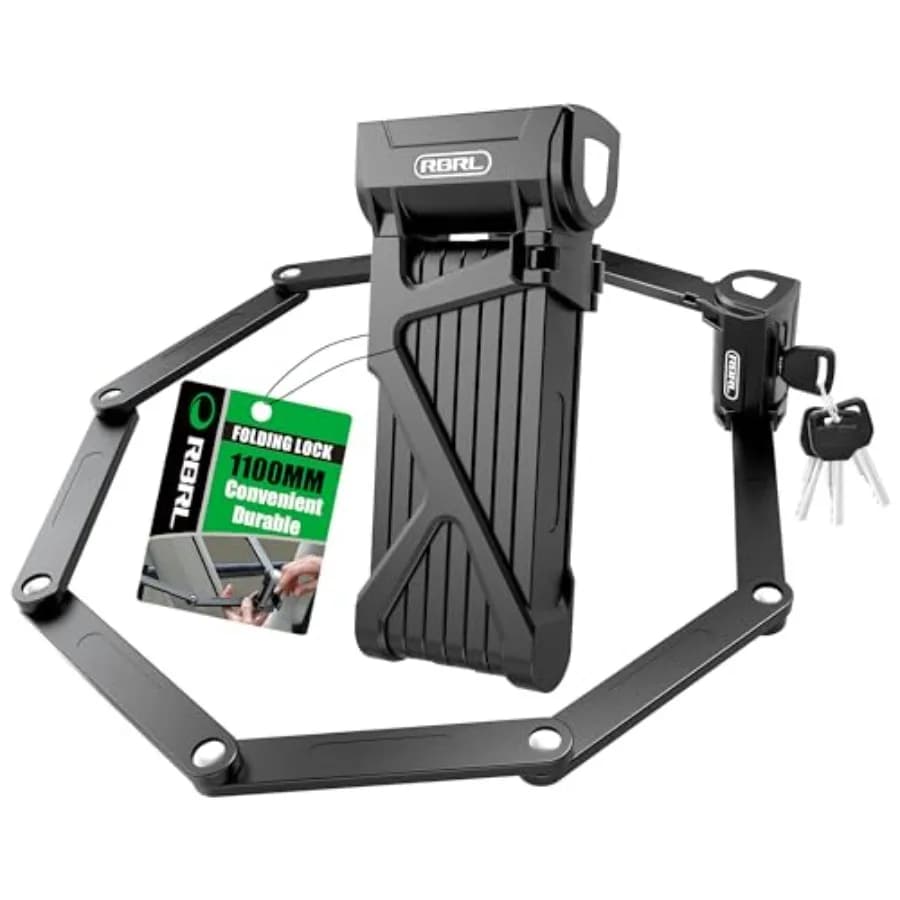 Lucchetto Pieghevole per Bicicletta 3.6ft, Antifurto in Acciaio Temprato 8mm con 4 Chiavi per E-bike, Scooter, Moto e MTB