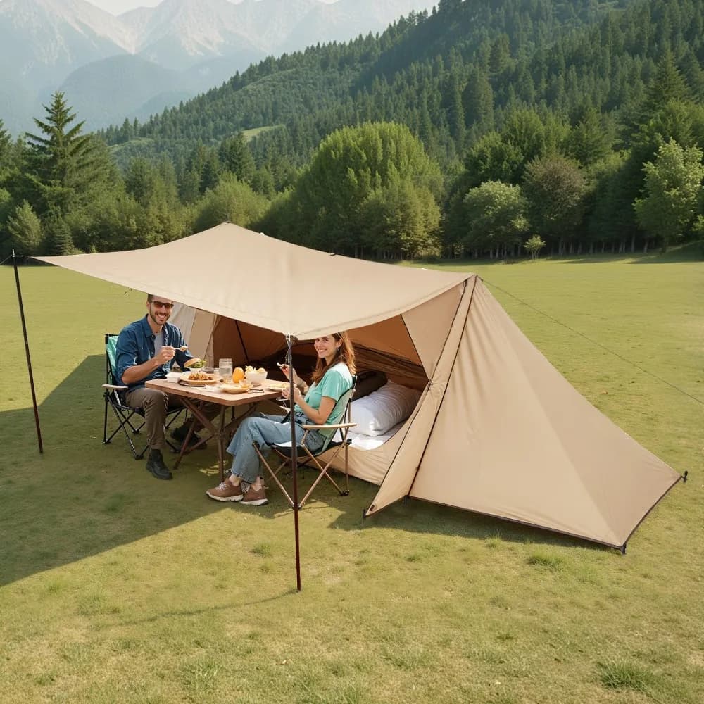 Light camping tent with stoves and hot tent poles for 2 people