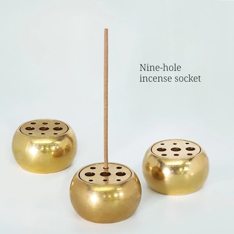 Nuovo stile cinese a nove fori multi-foro mini creativo bastoncino di incenso in ottone affondato bruciatore di incenso vassoio Zen non accumulo di polvere