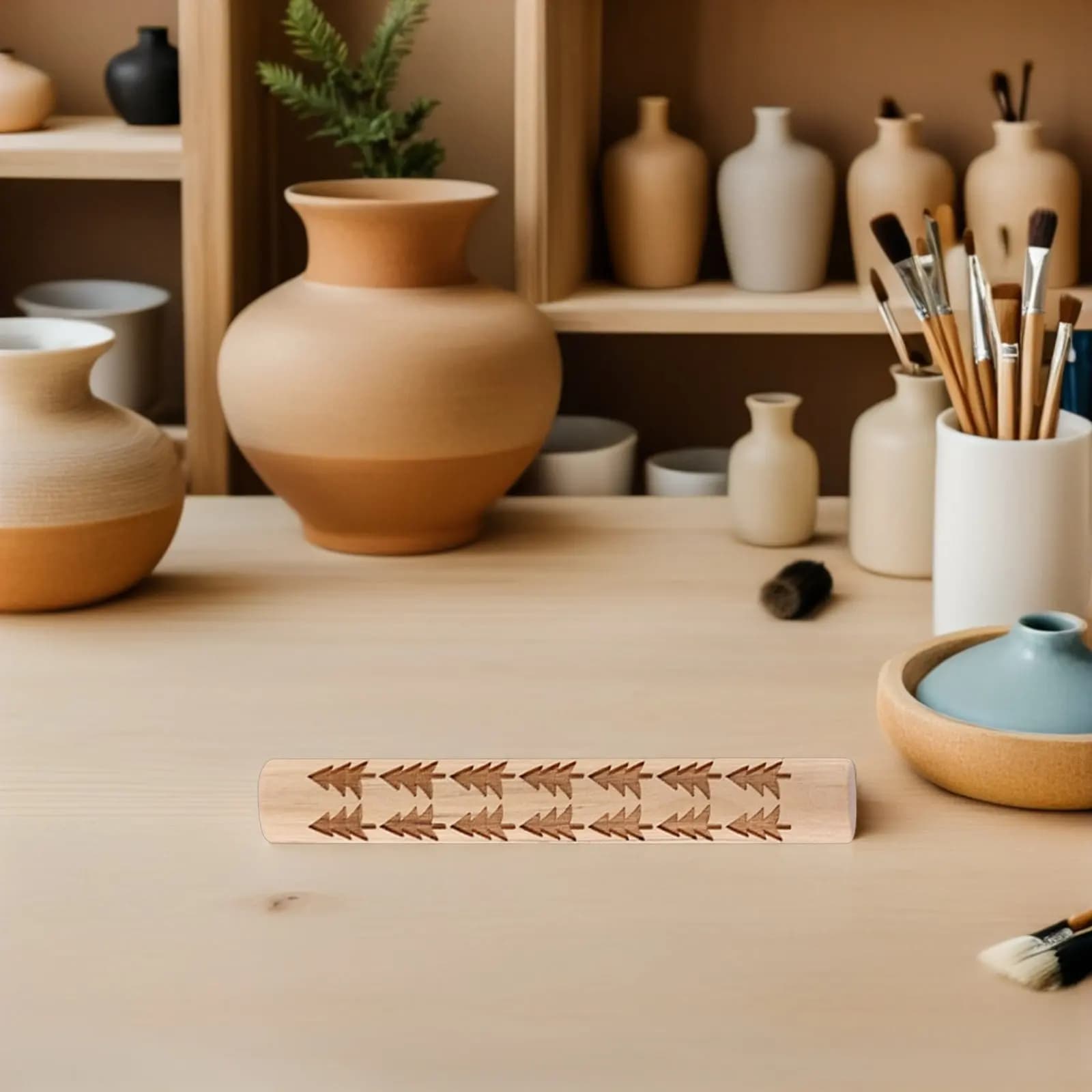 10Pcs Clay Texture Wheel Wooden Embossed Pottery Rolling Pin Hand Tool Craft Ceramic Polymer Clay Modeling Tools