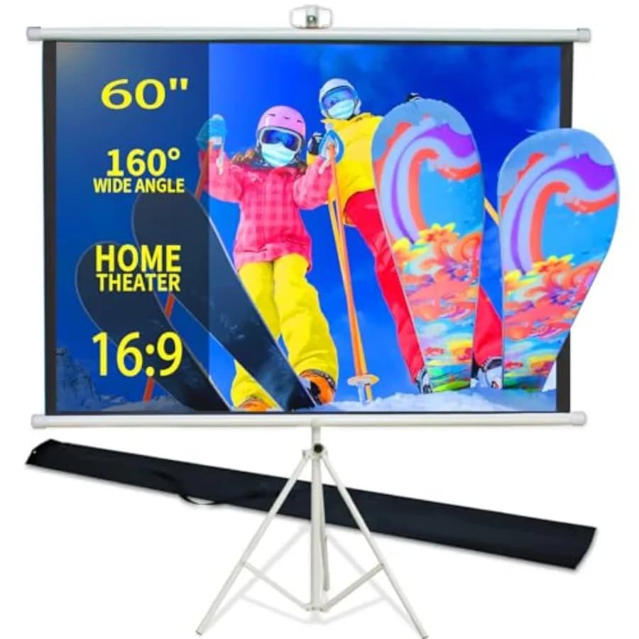 Schermo per Proiettore Portatile da 60 Pollici con Supporto e Borsa per il Trasporto, Rapporto 4:3, Design Leggero e Pieghevole per Home Theater e Uso Esterno