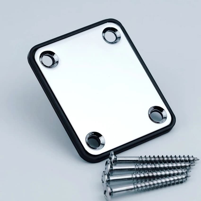 Guyker Guitar Neck Plate 4-Bolt Iron Electric Guitar Bass Neck Joint Plate with Plastic Back Plate