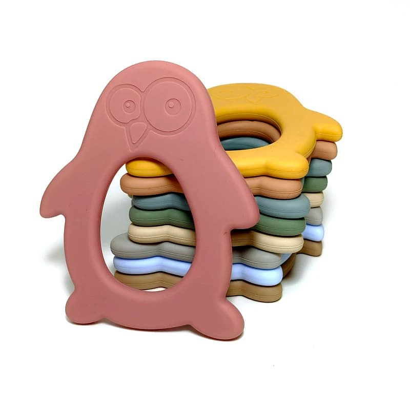 Massaggiagengive in Silicone a Forma di Pinguino, 1/9 Pezzi, Giocattolo Musicale per Allenamento Muscolare Orale per Bambini, Accessori per Mamma e Bambino