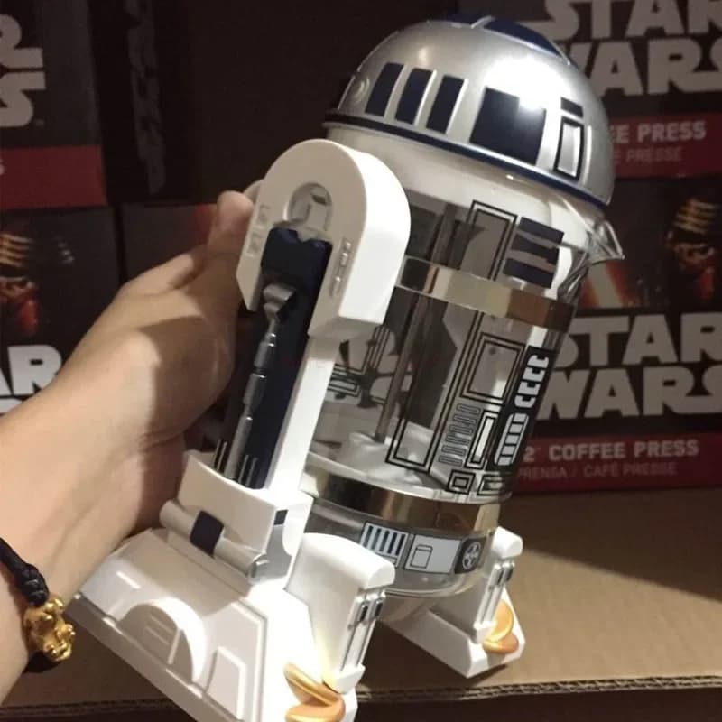 Caffettiera da 960 ml Moka Caffettiera a mano R2-d2 Cartoon Star Wars Robot Ufficio Casa Manuale Termico in acciaio inossidabile Pressatura Mini