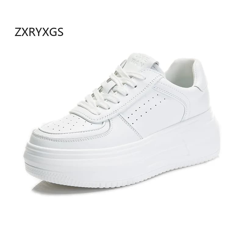 ZXRYXGS Scarpe singole in vera pelle Sneakers bianche Scarpe per il tempo libero 2025 Scarpe da ginnastica estive in mesh di vacchetta Sandali con piattaforma rialzata