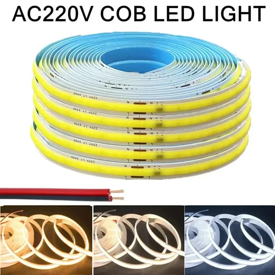 LED Strip COB 1-5 m 220 V Flexible Ribbon Light Smart IC No Driver High Brightness 240 LED Linear Light RA95 Hot White