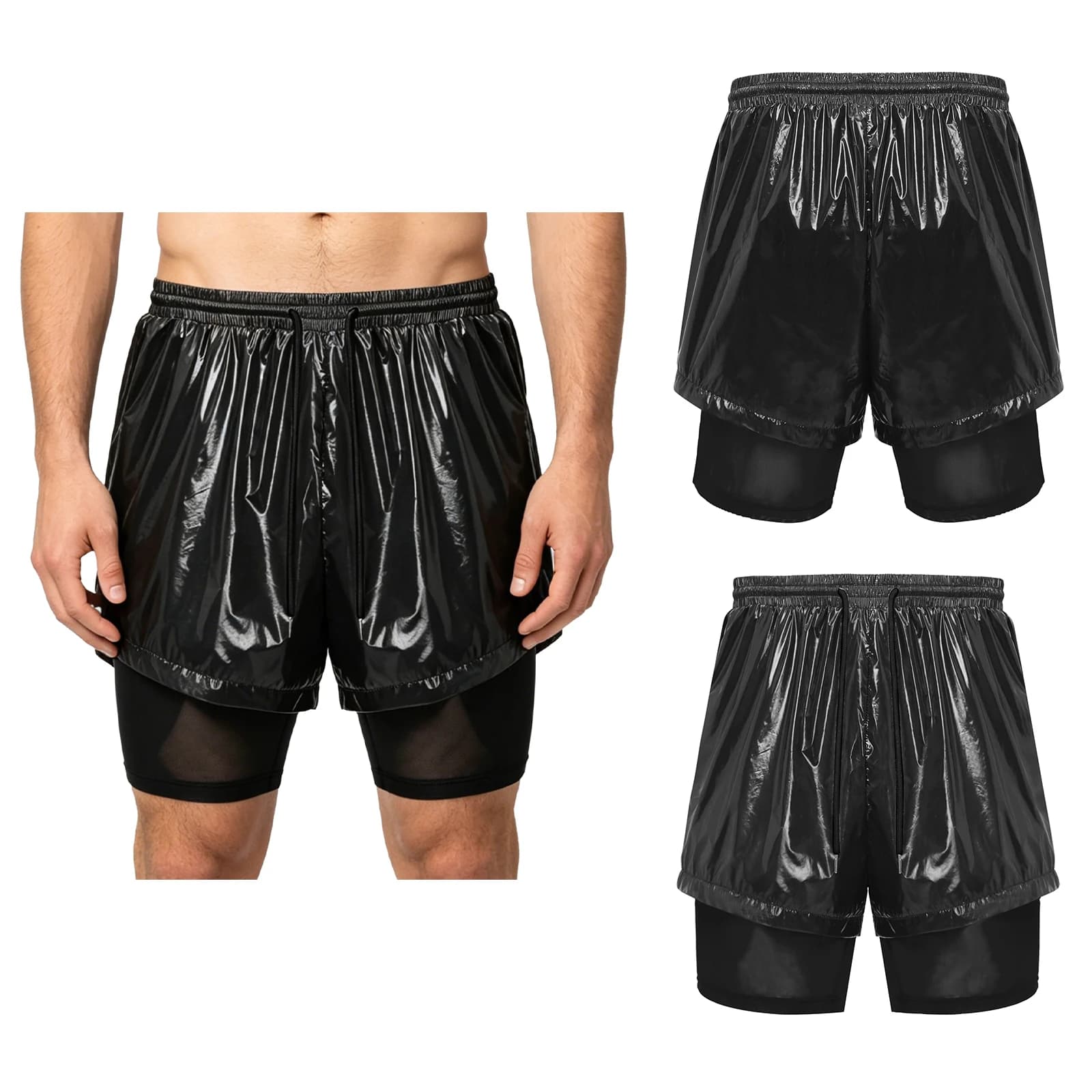 Pantaloncini Sportivi 2-in-1 da Uomo, Costume da Bagno con Fodera in Rete, Impermeabili a Doppio Strato per Fitness, Nuoto e Spiaggia