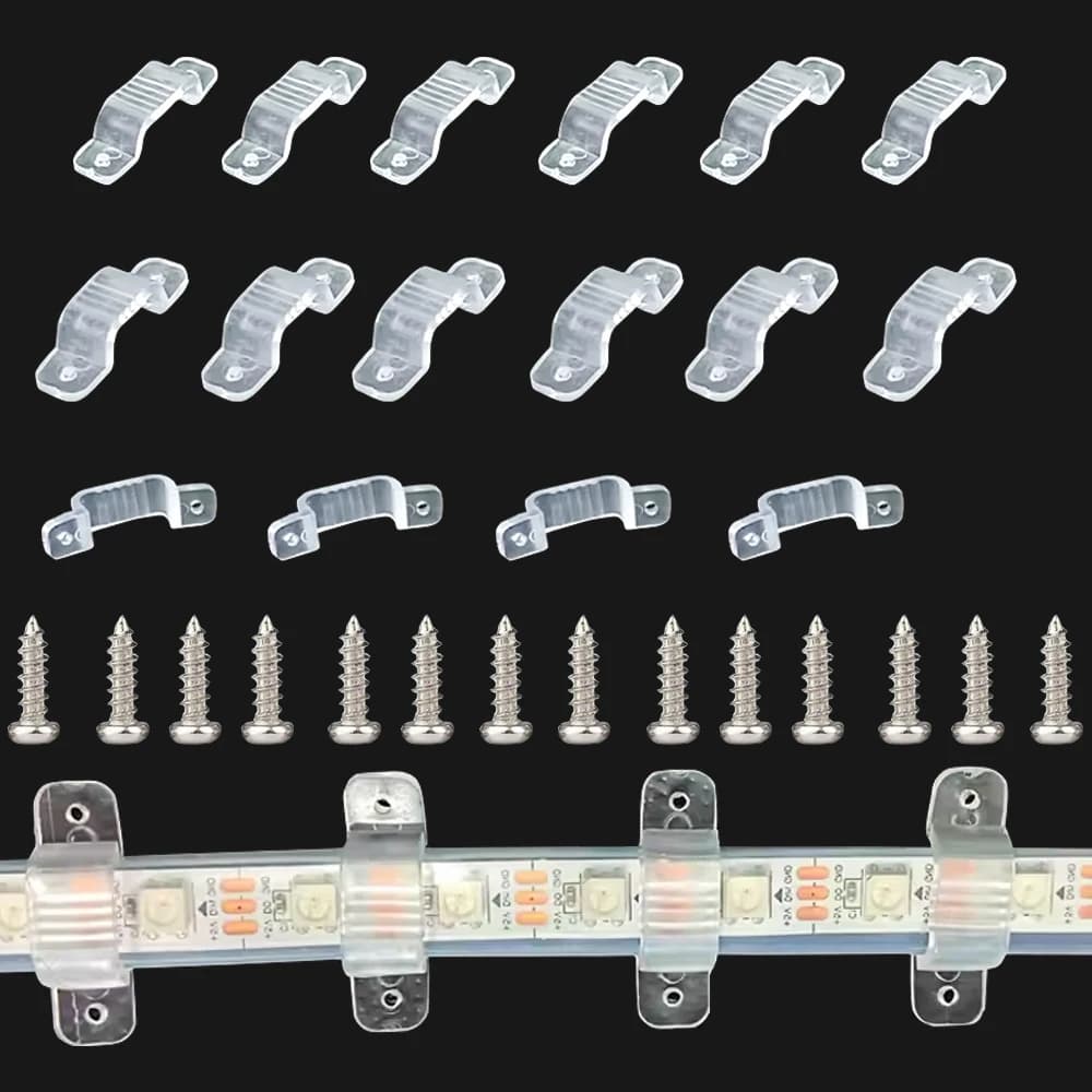 Striscia LED trasparente fissa clip di fissaggio fibbia plastica PVC morbido flessibile con viti per il fissaggio 2835 5050 3528 5730 striscia da 8-18 mm