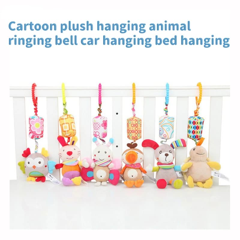 Neonato Peluche Passeggino Giocattoli Sonagli per bambini Giocattolo sensoriale morbido per l'apprendimento Passeggino e culla Animali di peluche morbidi Giocattoli appesi