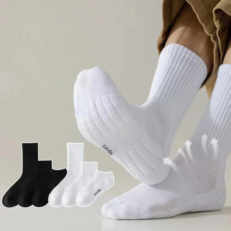 Men's Thick Bottom Sweat Absorbing and Breathable Sports Socks with Bottom Cushion for Running Professional Sports Men's Socks