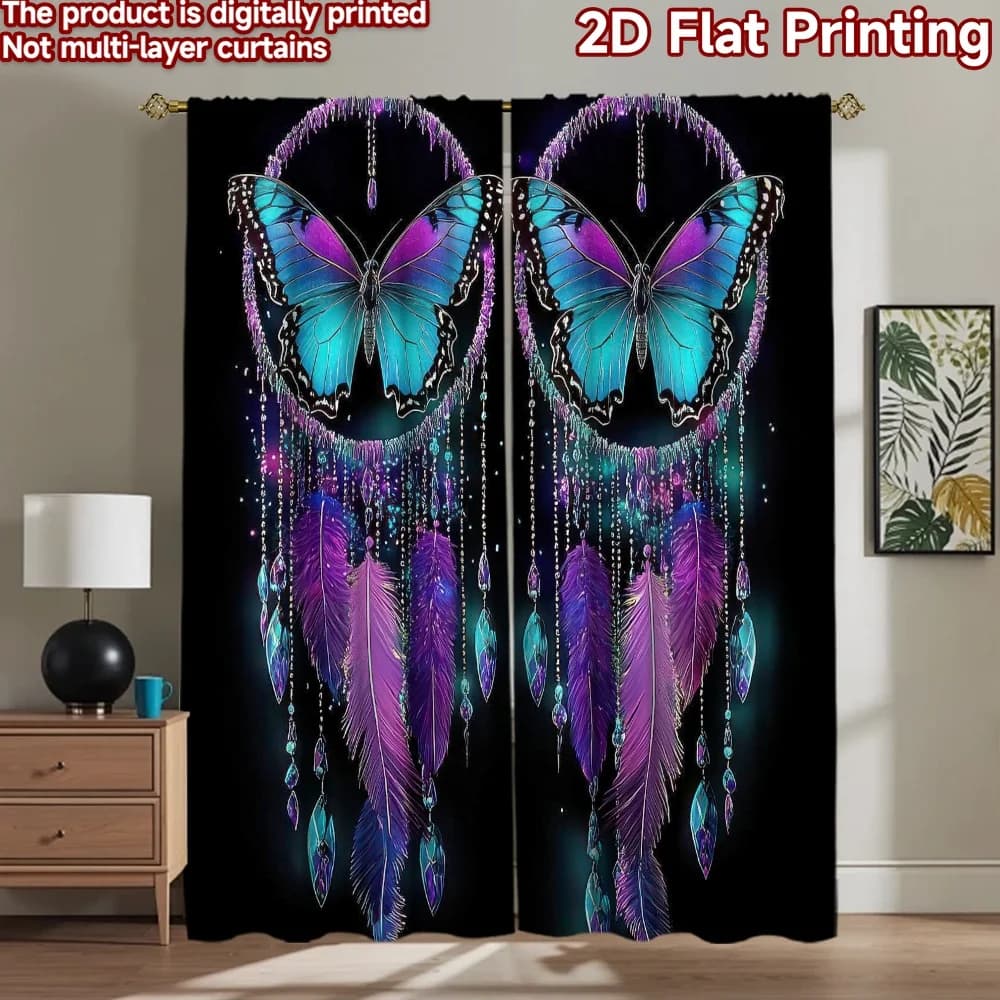 1pc 2D flat Photography Backdrop Popular Scene Backdrop Butterfly Feathers Dreamcatcher 100% Polyester Birthday Party for