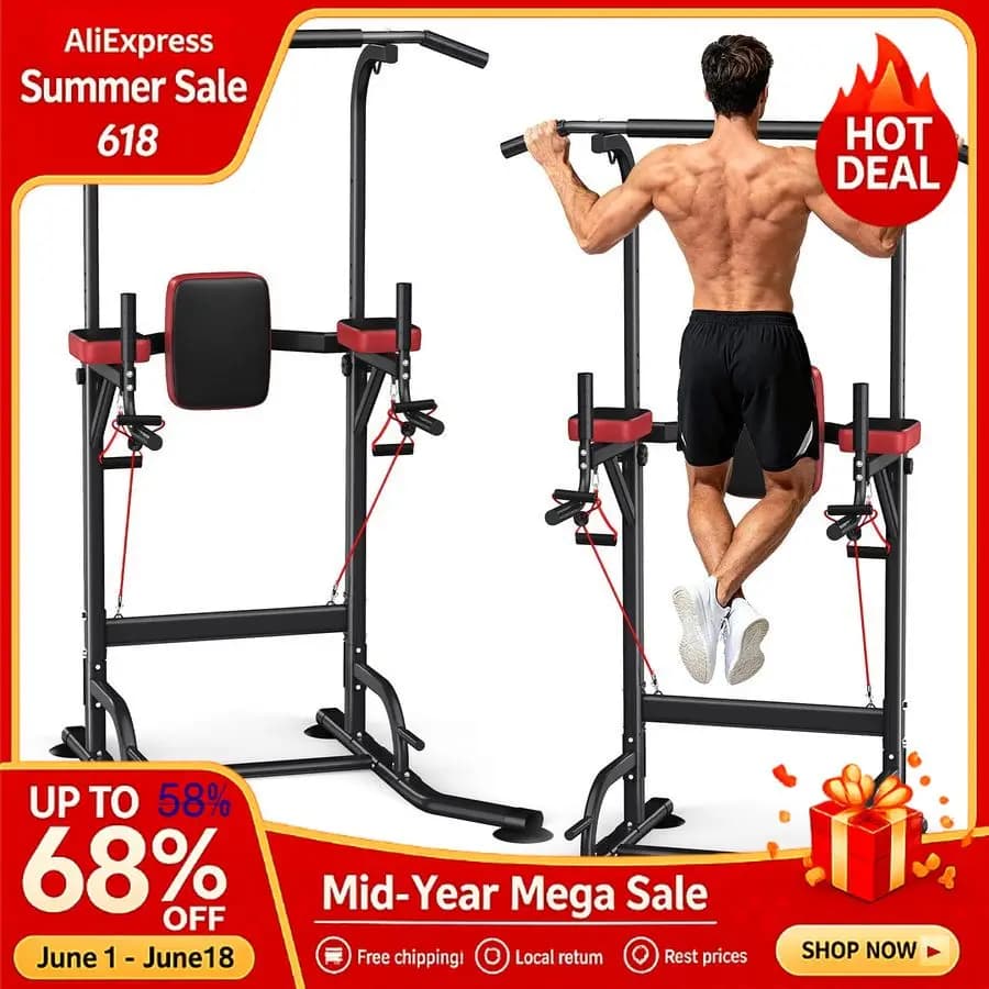 Power Tower with Traction Bar, 450 pounds Robust Training Station, Home Gym Fitness Equipment