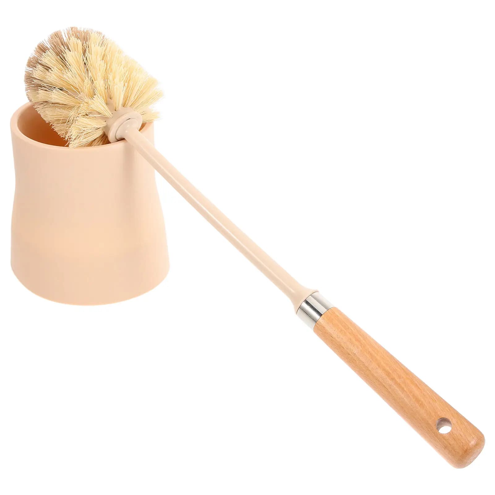 Spazzola per la pulizia del bagno con manico lungo e base, set spazzola WC per macchie ostinate, pulizia di fessure e angoli, per casa e hotel