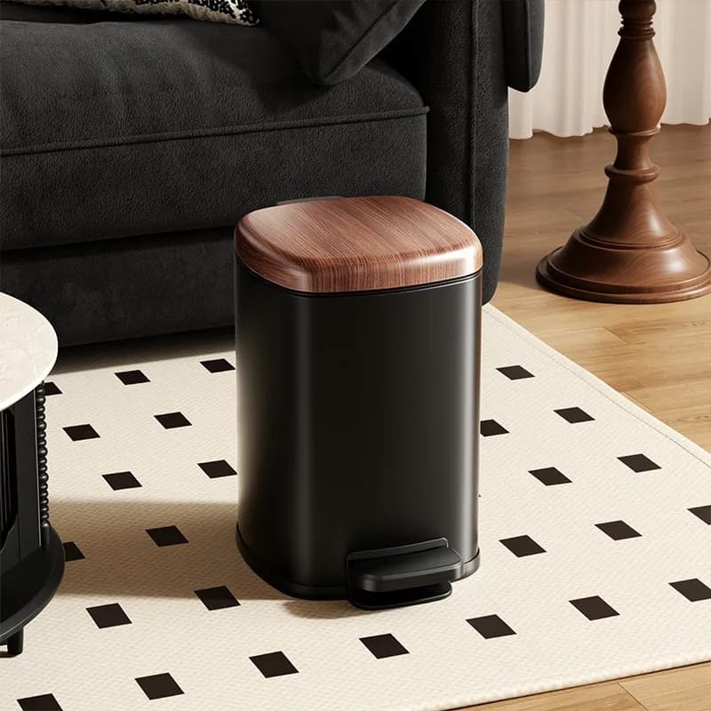 Stainless Steel Trash Can Pedal Trash Cans Luxury Kitchen Rectangular Litter Bins Large Capacity Bathroom Dustbin Home Cleaning