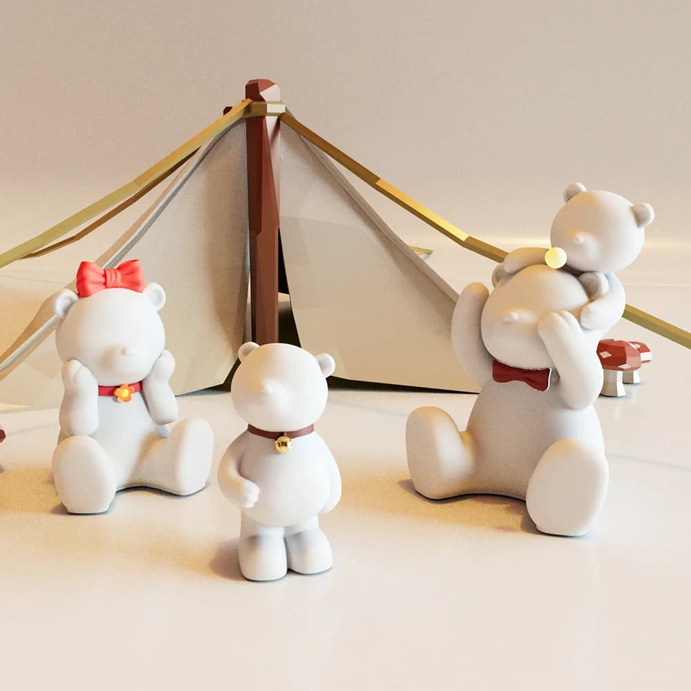 DIY Handmade Three-dimensional Bear Candle Decoration Mold Papa Bear Mother Bear Aromatherapy Plaster Ornament Silicone Molds