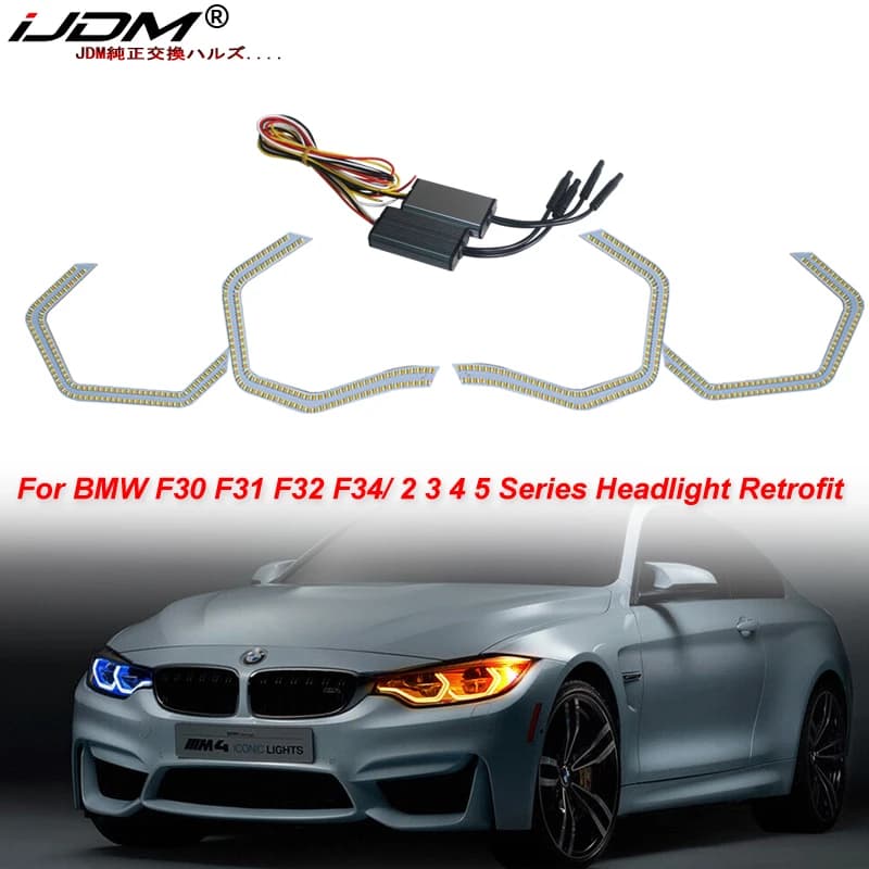 IJDM Concept M4 Style Iconic Dual-Color LED Angel Eye Halo Rings for BMW F30 F31 E60 E90 E92 E93 E61 E46 M3 M5 Retrofit Light