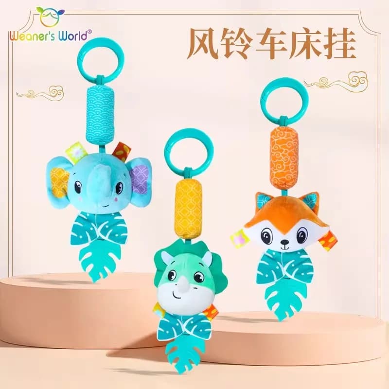 Campanelli a vento con animali per neonati, con giocattoli da dentizione, decorazioni per il letto e peluche da appendere in auto per bambini