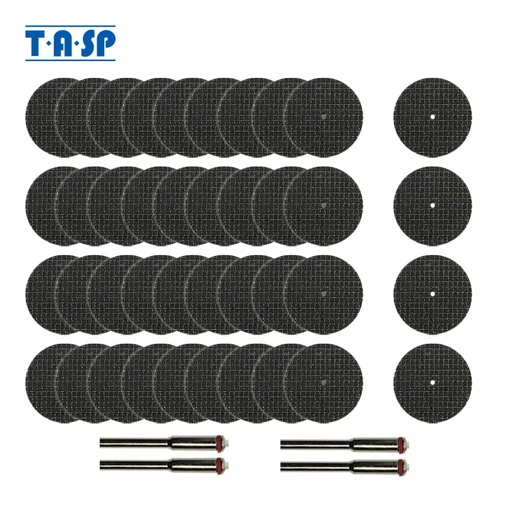 TASP 40 pezzi disco da taglio abrasivo in metallo set di ruote da taglio rinforzate in fibra di vetro utensile rotante accessori Dremel con mandrino da 3 mm
