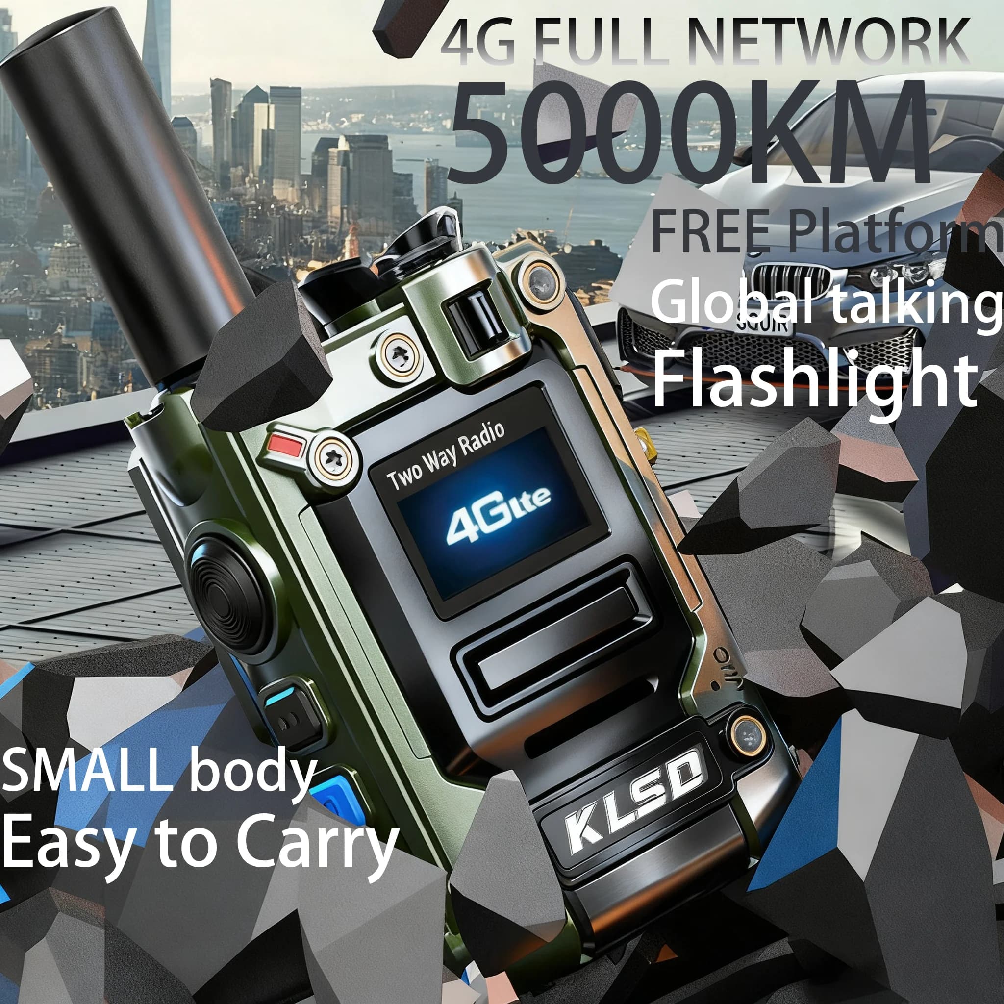 Walkie-talkie digitale di rete 4G POC Funzione GPS SOS Portata 5000 km bidirezionale per radio Portata 5000 km Riduzione del rumore