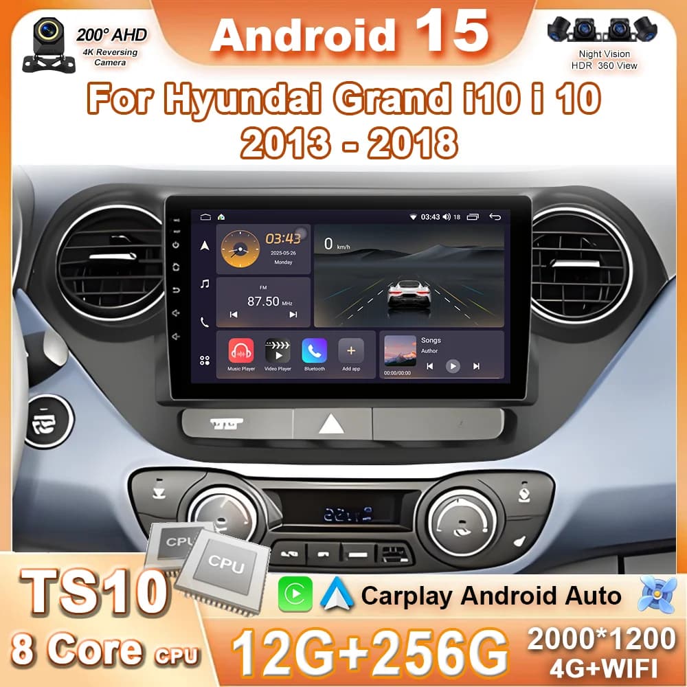 Autoradio Stereo Android 15 Per Hyundai Grand i10 i 10 2013 2014 2015 2016 2017 2018 Auto Multimidia Lettore Video Unità Principale BT