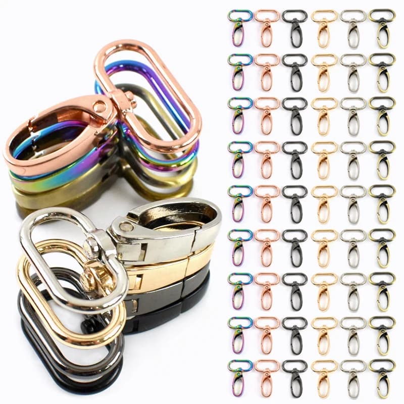 30 Pezzi Fibbie in Metallo per Cinghie Borse 20/26/32/38mm, Moschettoni a Gancio per Collari di Cani, Accessori Fai da Te per Portachiavi e Borse