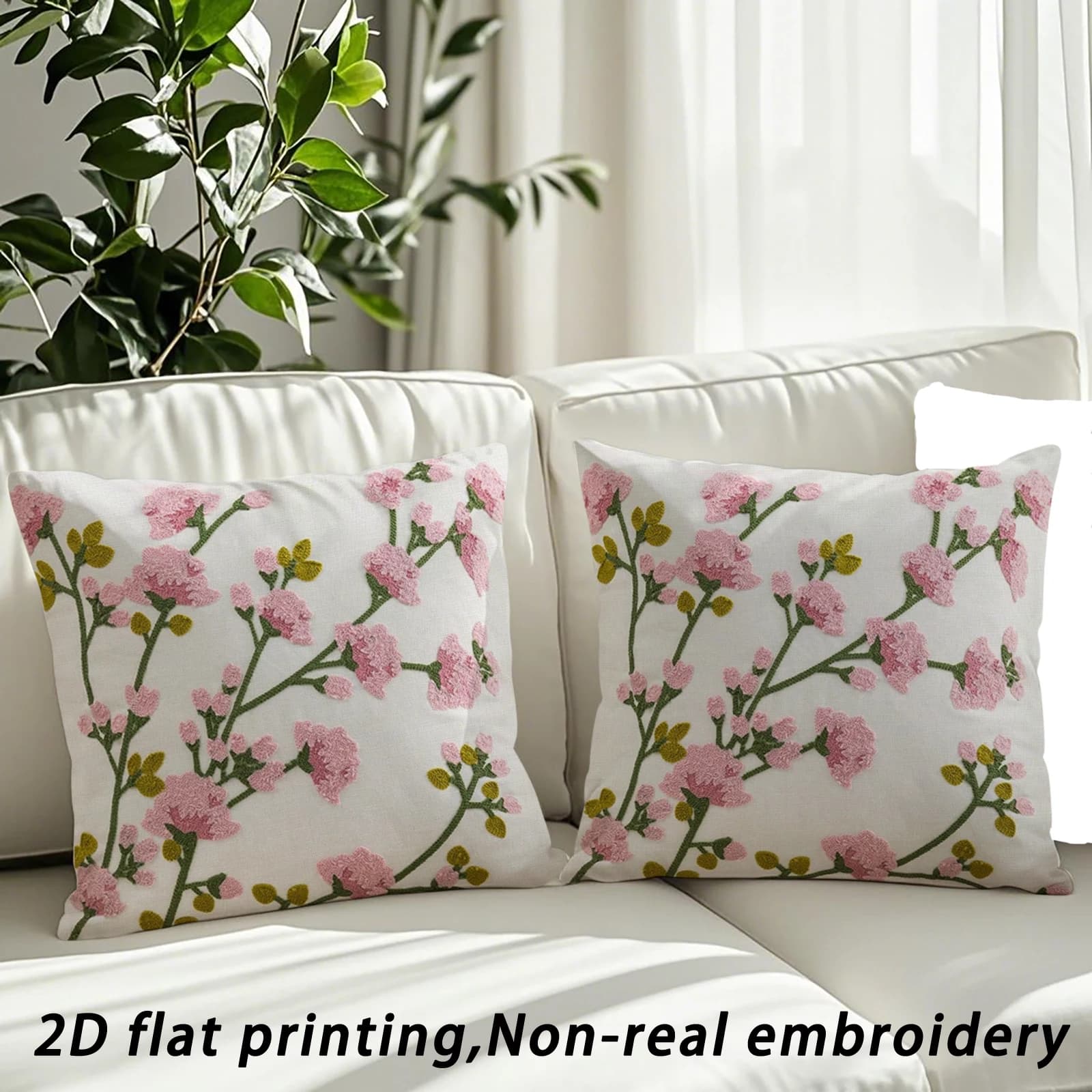 1 fodera per cuscino decorativa con motivo floreale a forma di fiore di prugna, federa in poliestere con stampa 2D per divano letto, auto, ufficio, decorazione domestica