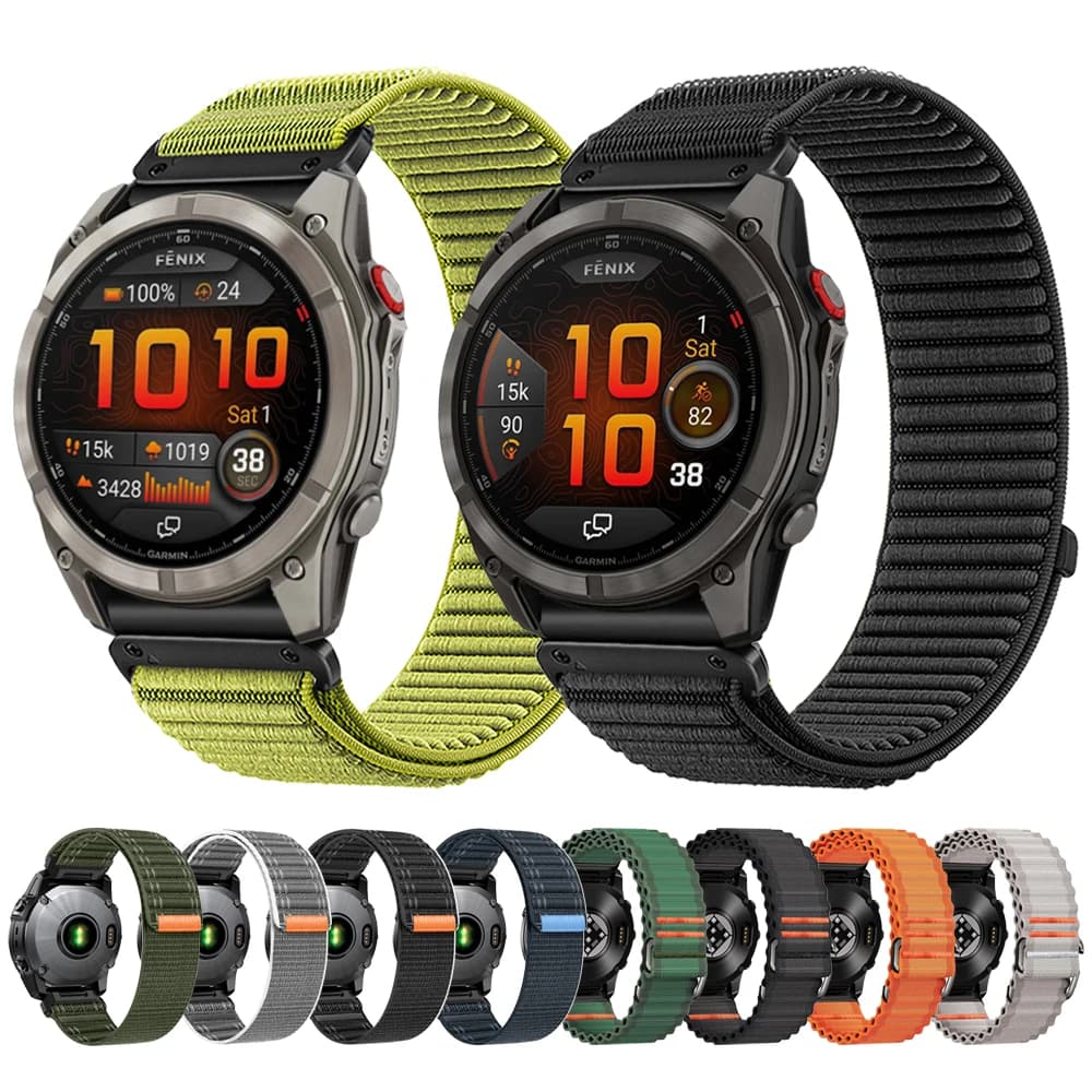 Cinturino in Nylon Quick Fit 26/22mm per Garmin Fenix 8 Pro 51mm AMOLED/MicroLED, Fenix8 47mm, 7, 7X Pro Solar, 6, 6X